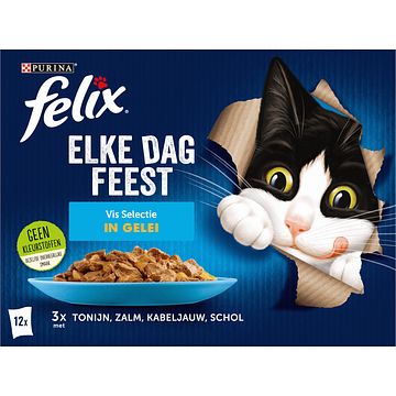 Foto van Felix® elke dag feest vis selectie in gelei kattenvoer 12x85g bij jumbo