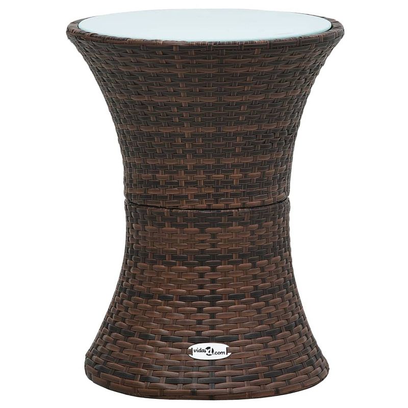 Foto van Vidaxl tuinbijzettafel trommelvormig poly rattan bruin