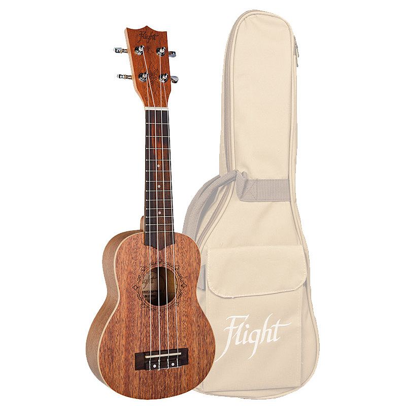 Foto van Flight designer series dus321 mahogany sopraan ukelele met gigbag