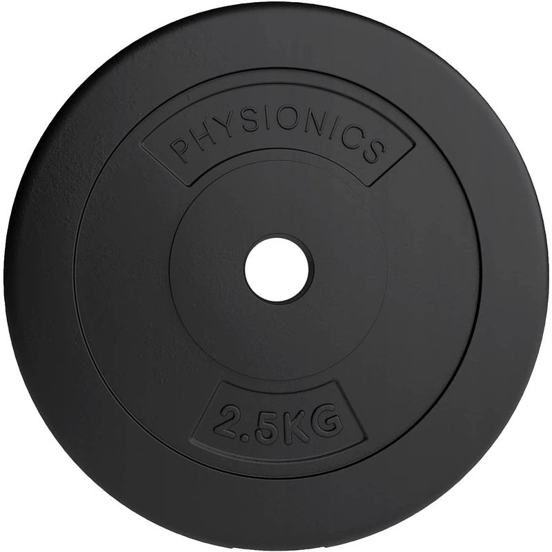 Foto van Physionics- halterschijven, set van 2 stuks, 2 x 2.5 kg, ø 30 mm, kunststof, zwart, gewichtsschijven set gewichten v...