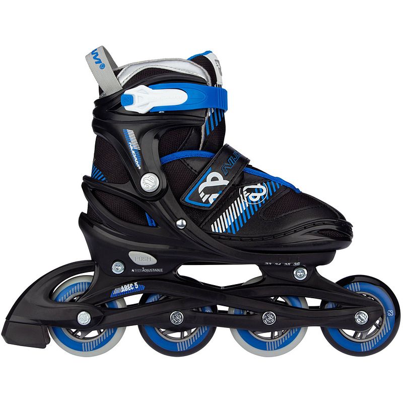 Foto van Nijdam skates go crossing junior polyester zwart/blauw maat 33-36