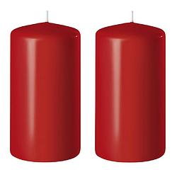 Foto van 2x kaarsen rood 6 x 8 cm 27 branduren sfeerkaarsen - stompkaarsen