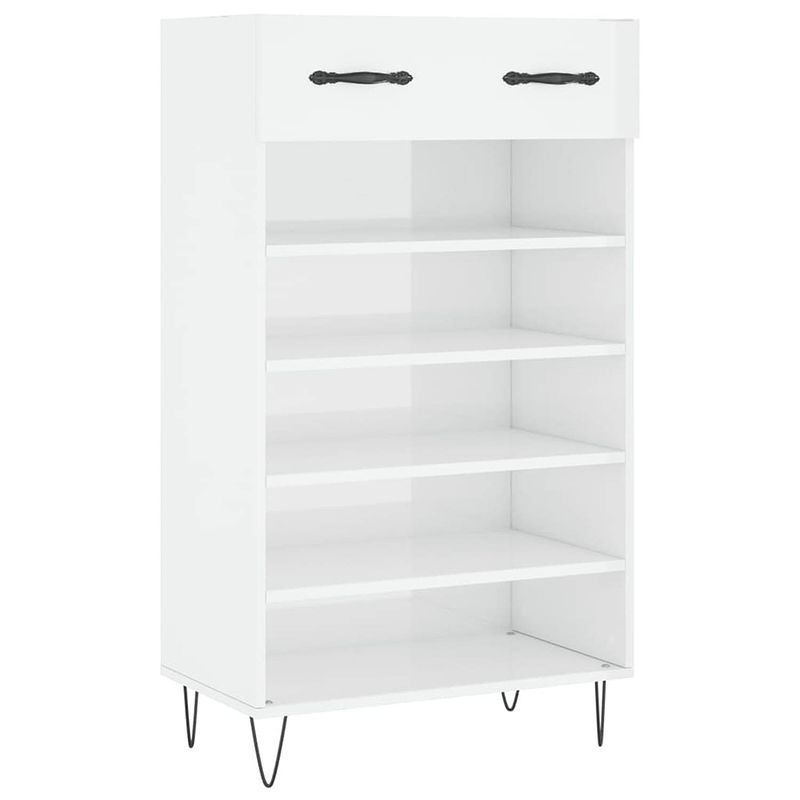 Foto van The living store schoenenkast - elegant - 60 x 35 x 105 cm - hoogglans wit