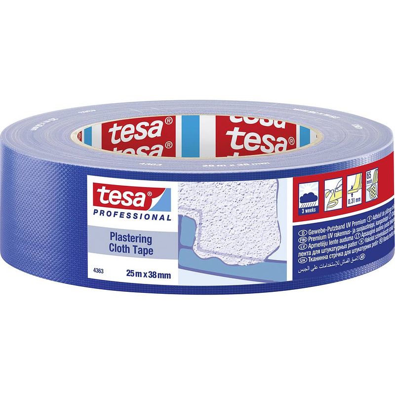 Foto van Tesa 04363-00003-02 gipstape tesa professional blauw (l x b) 25 m x 38 mm 1 stuk(s)