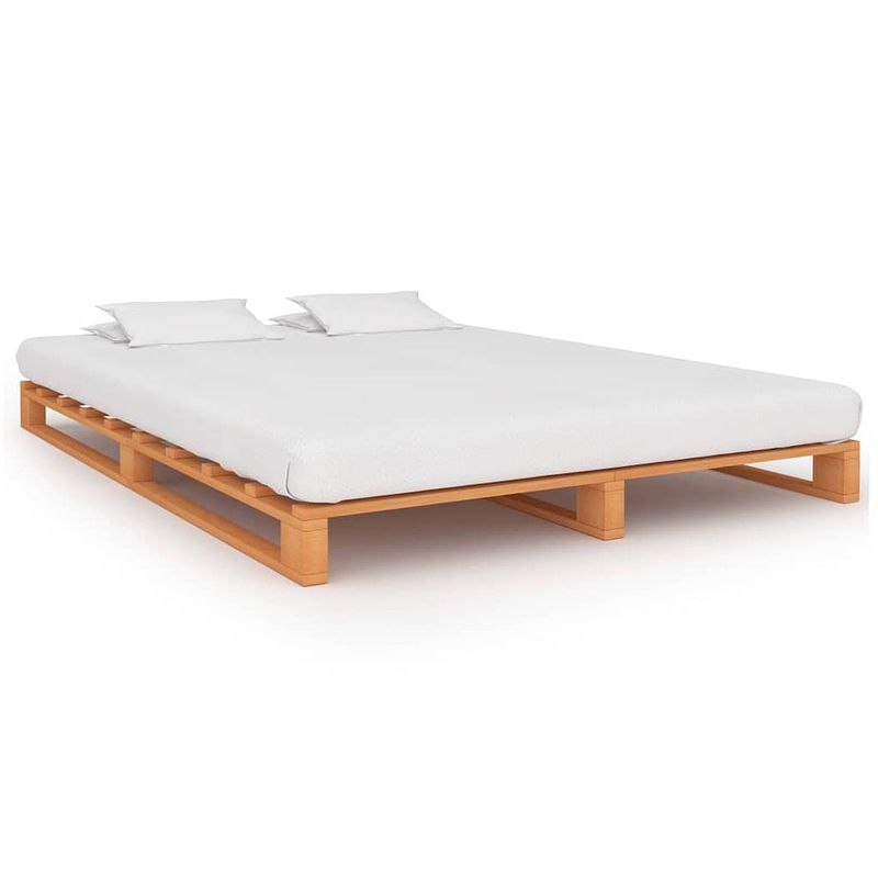 Foto van Vidaxl bedframe pallet massief grenenhout bruin 160x200 cm