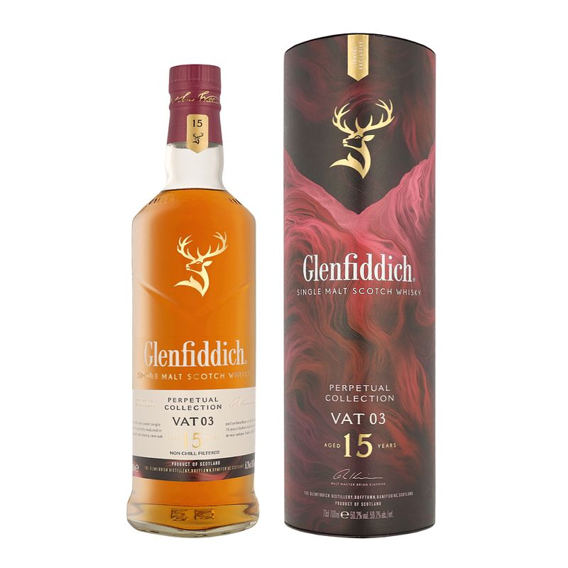 Foto van Glenfiddich perpetual 15 years vat 3 70cl whisky + giftbox