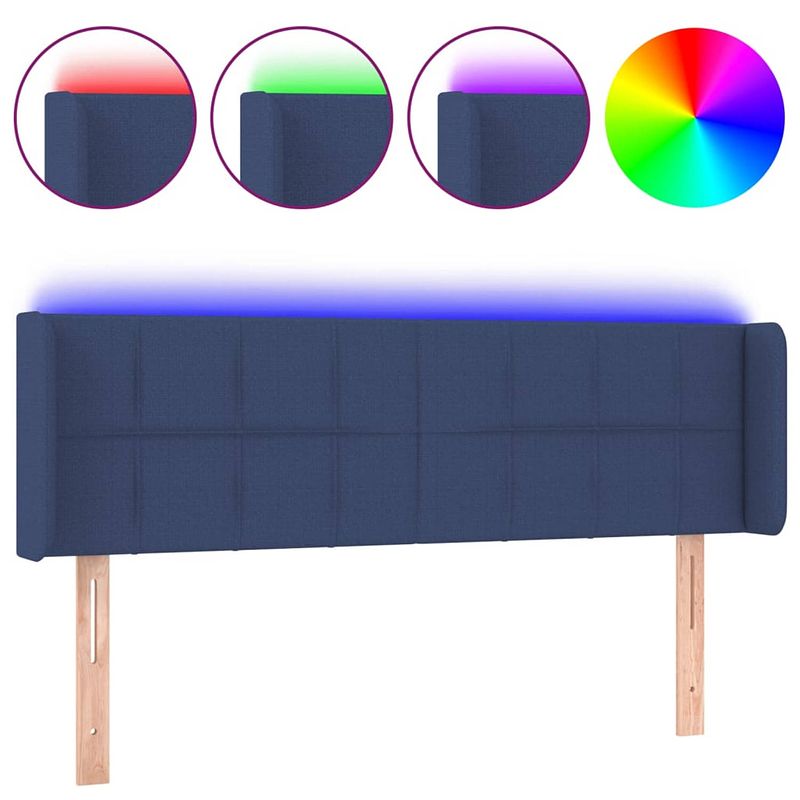 Foto van Vidaxl hoofdbord led 147x16x78/88 cm stof blauw