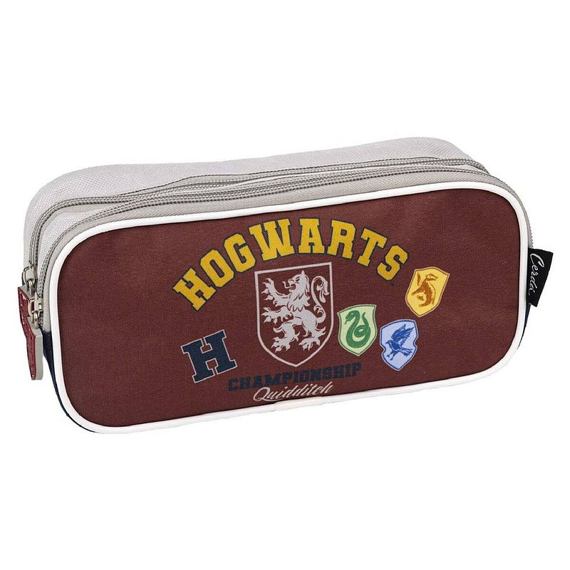 Foto van Pennenetui met 2 vakken harry potter howarts 22,5 x 8 x 10 cm rood donkerblauw