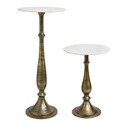 Foto van Ptmd sonnel champagne marble iron side table sv2