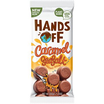 Foto van Hands off my chocolate caramel seasalt hazelnut praline 100g bij jumbo