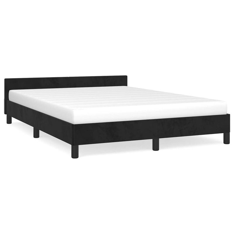 Foto van Vidaxl bedframe met hoofdeinde fluweel zwart 140x190 cm