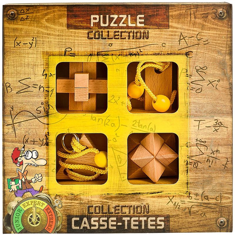 Foto van Eureka 3d puzzle breinbrekerset expert wooden 4-delig geel