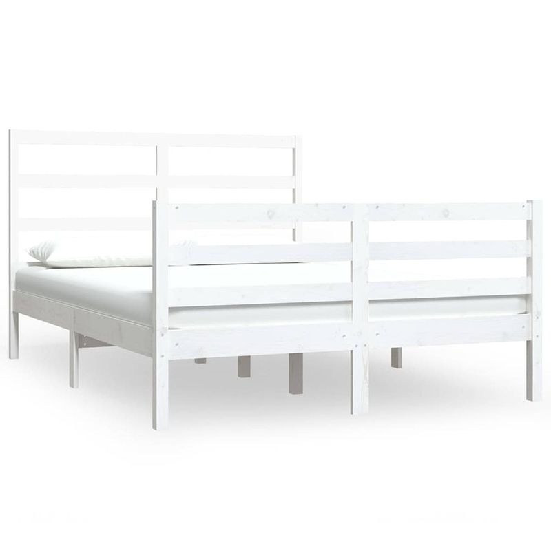 Foto van The living store houten bedframe - grenenhouten - bedden - 195.5 x 145.5 x 100 cm - wit