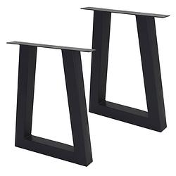 Foto van Ml-design set van 2 trapeze-vormige tafelpoten, zwart, 60x73 cm, gemaakt van staal