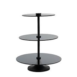 Foto van Light&living etagere 3 laags ø35x43 cm danula smoke glas mat zwart