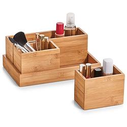 Foto van Make-up organizer - 28 x 18 x 11 cm - bamboe hout - make-up dozen