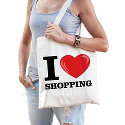 Foto van Katoenen tasje i love shopping - boodschappentassen