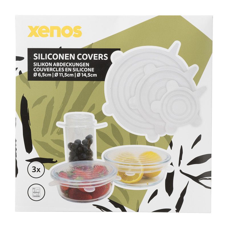 Foto van Siliconen food covers - transparant - set van 3