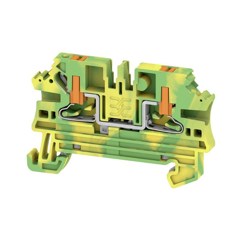 Foto van Randaarde-serieklem ush in, 2,5 mmm/m, 800 v, aantal aansluitingen: 2, aantal etages: 1, groen/geel, oranje weidmüller al2c 2.5 pe 2847590000 50 stuk(s)