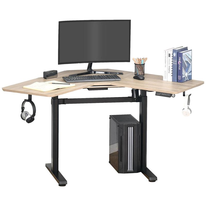 Foto van Elektrisch verstelbaar bureau - hoekbureau - zit sta bureau - zit sta bureau elektrisch - bureau - 167 x 101 x 122 cm...