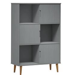 Foto van The living store molde boekenkast - 90x35x133.5 cm - massief grenenhout met uv-vernis - grijs