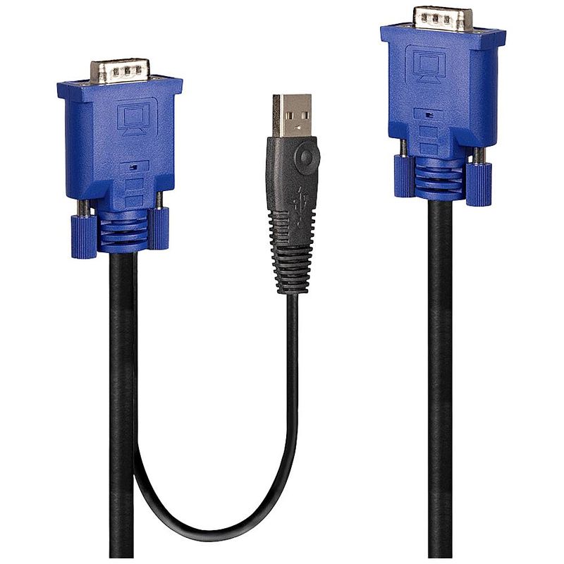 Foto van Lindy kvm adapter [1x vga - 1x vga, usb-a] 1.00 m zwart, blauw