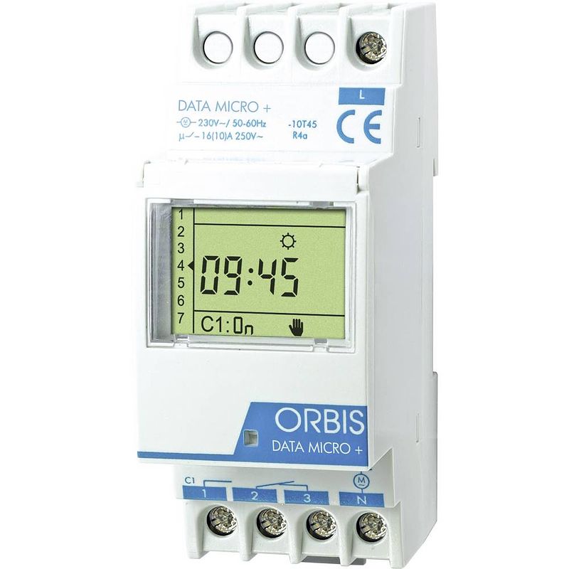 Foto van Orbis zeitschalttechnik data micro + 230v din-rail schakelklok digitaal 250 v/ac