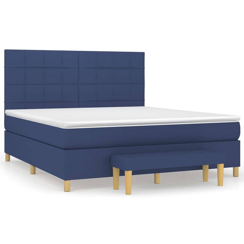 Foto van The living store boxspring met matras stof blauw 180x200 cm - bed