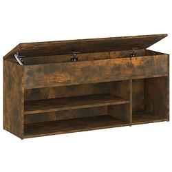 Foto van The living store schoenenbank - gerookt eiken - 105x30x45 cm - praktisch en trendy