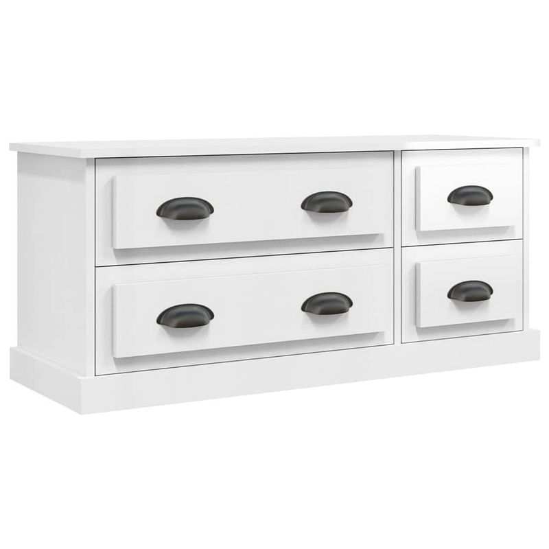 Foto van The living store tv-meubel - tv-meubel - 100 x 35.5 x 45 cm - hoogglans wit