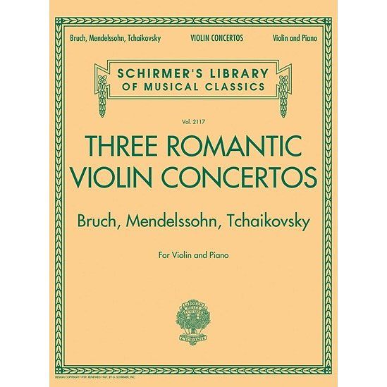 Foto van G. schirmer - three romantic violin concertos