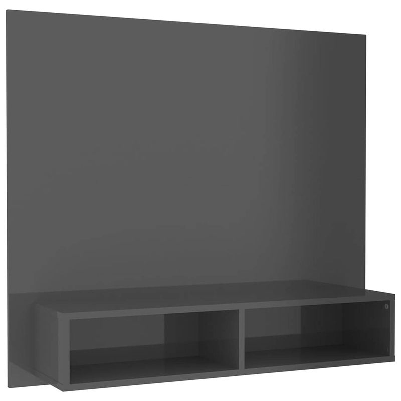 Foto van The living store tv-wandmeubel 102x23-5x90 cm spaanplaat hoogglans grijs - kast