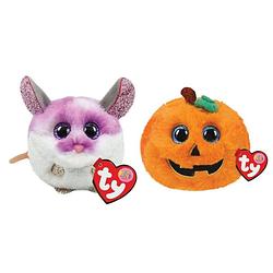 Foto van Ty - knuffel - teeny puffies - colby mouse & halloween pumpkin