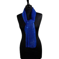 Foto van Disco sjaal met blauwe pailletten - verkleedsjaals
