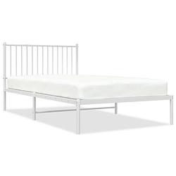 Foto van The living store klassiek bedframe - wit - 207 x 112 x 90.5 cm - robuuste metalen constructie