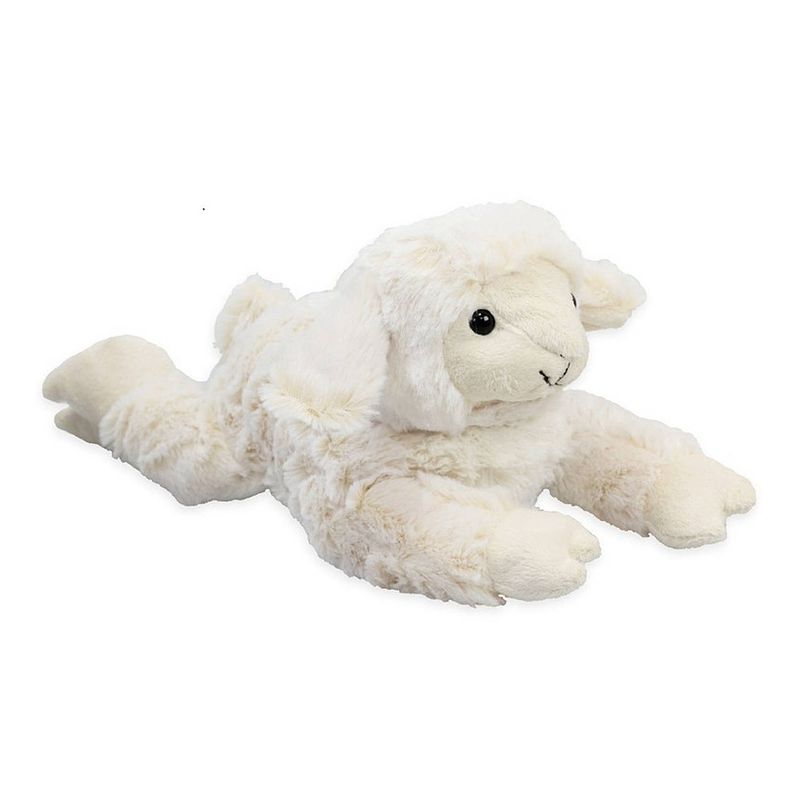 Foto van Inware pluche lammetje/schaap knuffeldier - wit - liggend - 22 cm - knuffel boederijdieren