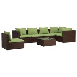 Foto van Vidaxl 7-delige loungeset met kussens poly rattan bruin