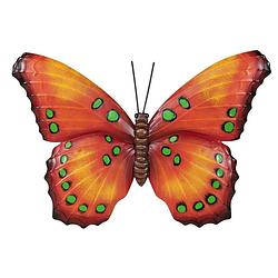 Foto van Tuindecoratie vlinder van metaal oranje 37 cm - tuinbeelden