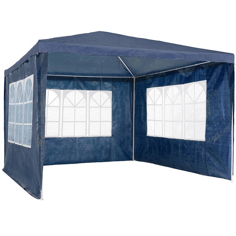 Foto van Tectake® - tuinpaviljoen partytent baraban 3x3m met 3 zijdelen - blauw - 404814