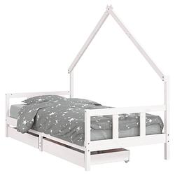 Foto van Vidaxl kinderbedframe met lades 90x190 cm massief grenenhout wit