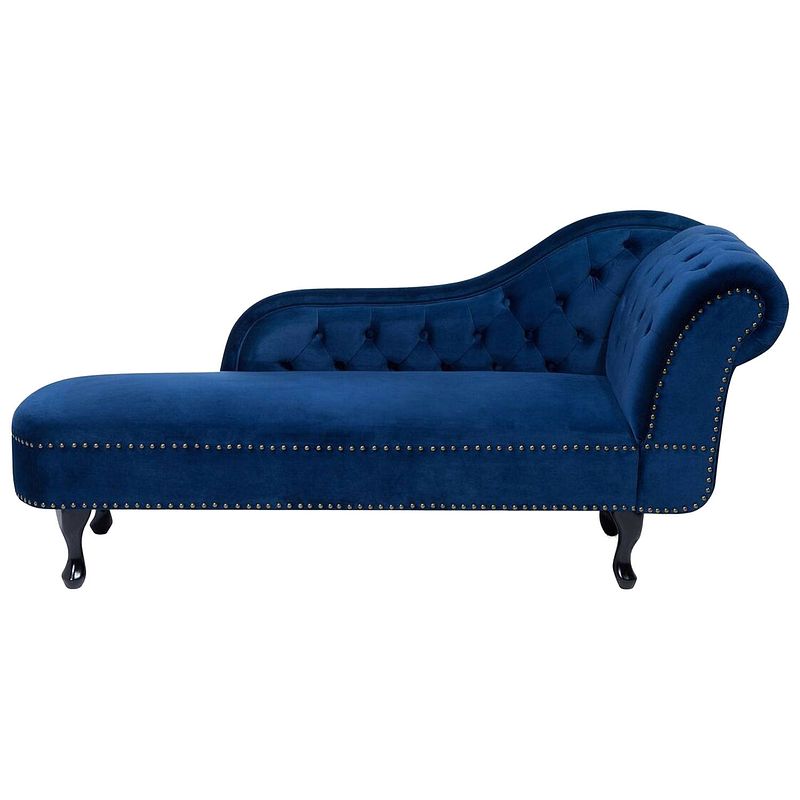 Foto van Beliani nimes - chaise longue-blauw-fluweel