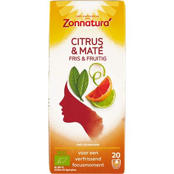 Foto van Zonnatura biologische citrus & mate infusie fris & fruitig 20 zakjes 34g bij jumbo