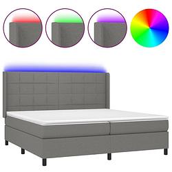 Foto van Vidaxl boxspring met matras en led stof donkergrijs 200x200 cm