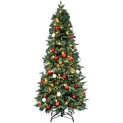 Foto van Kerstboom met versiering easy set up tree® led avik decorated red 180 cm - luxe uitvoering - 240 lampjes