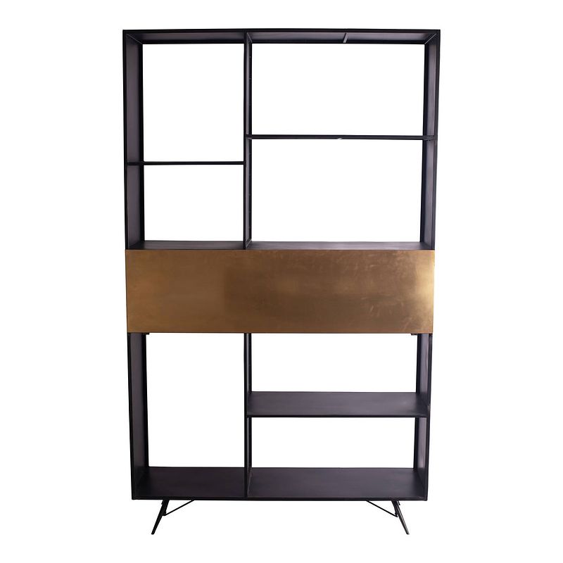 Foto van Ptmd sofie metal black open cabinet golden door