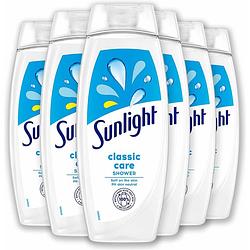 Foto van Sunlight zeep - badschuim - classic care - ph-huidneutraal - voordeelverpakking 6 x 675 ml