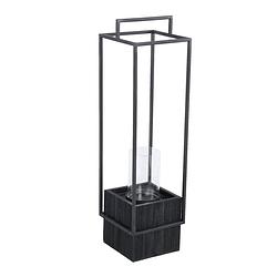 Foto van Ptmd fass black metal lantern on base rectangle l