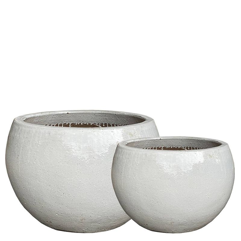 Foto van Ptmd rae white ceramic bowl pot round set of 2