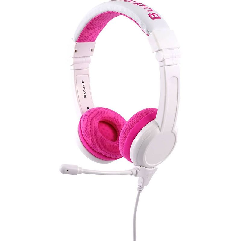 Foto van Onanoff buddyphones® on ear headset kabel kinderen pink volumebegrenzing, vouwbaar, headset, bestand tegen zweet