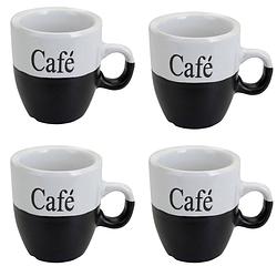 Foto van Koffiemok - set 4x stuks - zwart - keramiek - 150 ml - bekers